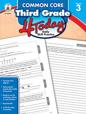 cover image of Common Core Third Grade 4 Today: Daily Skill Practice